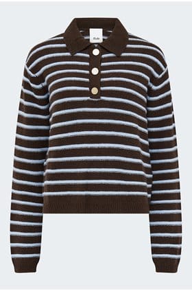 Polo Neck Sweater in Chocolate Blue