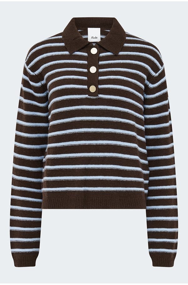 polo neck sweater in chocolate blue