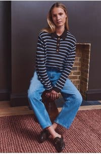 polo neck sweater in chocolate blue