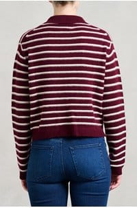 polo neck sweater in burgundy cream