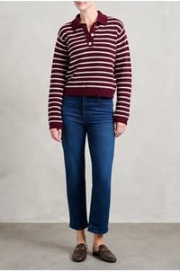 polo neck sweater in burgundy cream