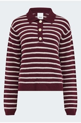 Polo Neck Sweater In Burgundy Cream