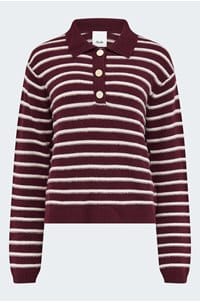 polo neck sweater in burgundy cream