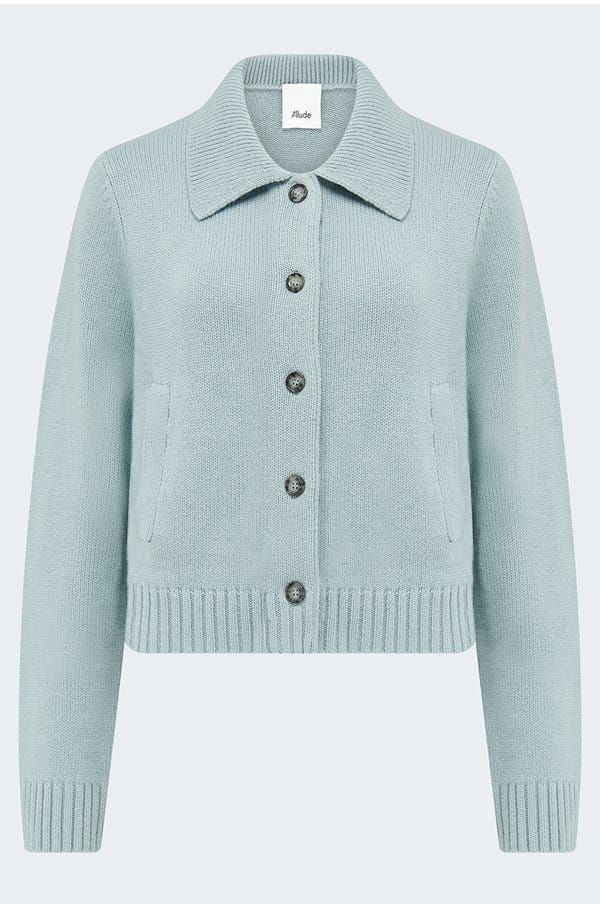 collar cardigan in sage 
