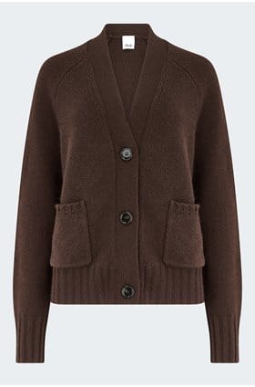 V Neck Cardigan In Chocolate