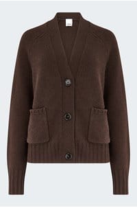 v neck cardigan in chocolate