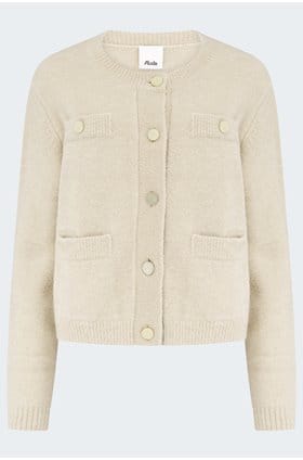 Round Neck Cardigan In Beige 