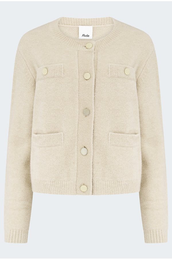 round neck cardigan in beige 