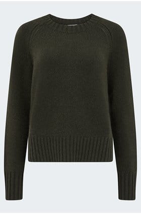 Crew Neck Sweater In Khaki