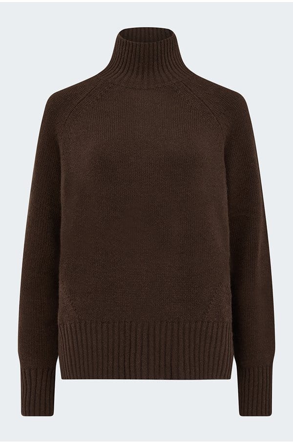 mock neck sweater in chocolate 