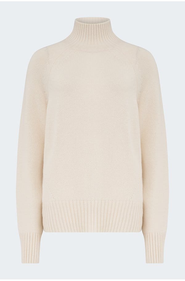 cashmere mock neck sweater in cream 
