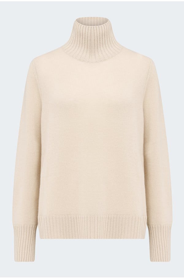 cashmere mock neck sweater in pecan 
