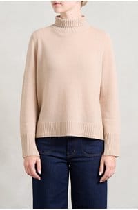 cashmere mock neck sweater in pecan 