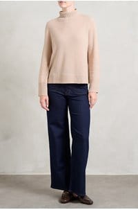 cashmere mock neck sweater in pecan 