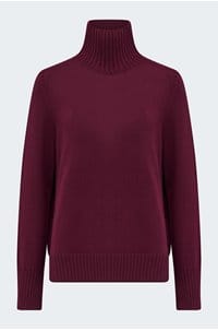 cashmere mock neck sweater in burgundy