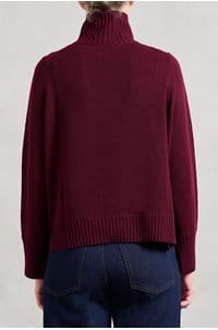 cashmere mock neck sweater in burgundy