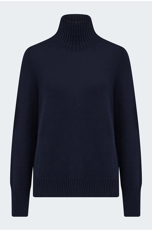 cashmere mock neck sweater in navy