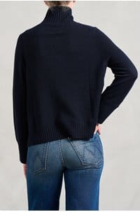 cashmere mock neck sweater in navy