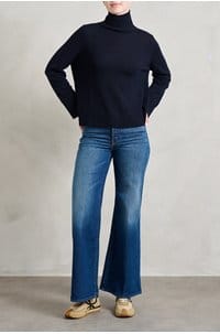 cashmere mock neck sweater in navy