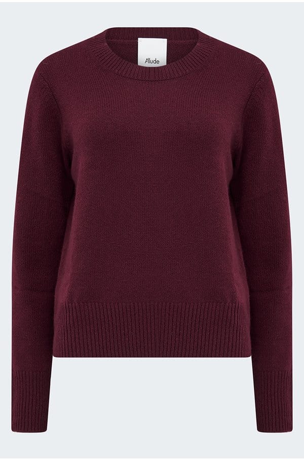 cashmere crew neck sweater in burgundy