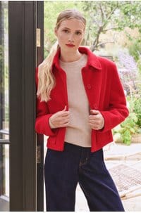 jean jacket in red