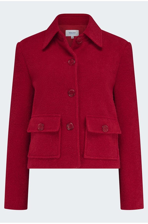jean jacket in red