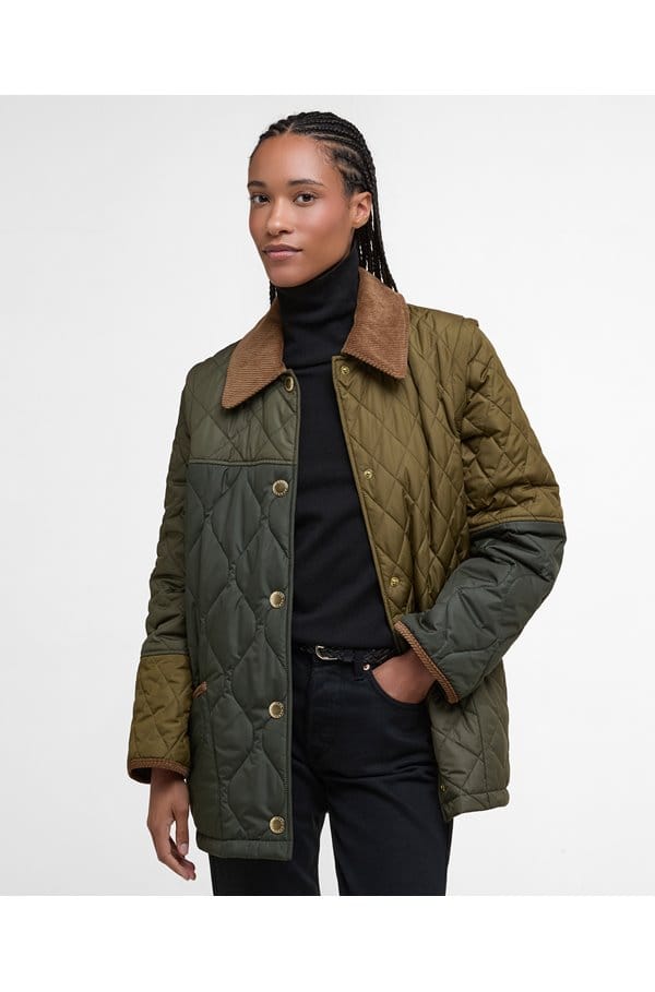 lorrie quilted jacket in fern leaf sage