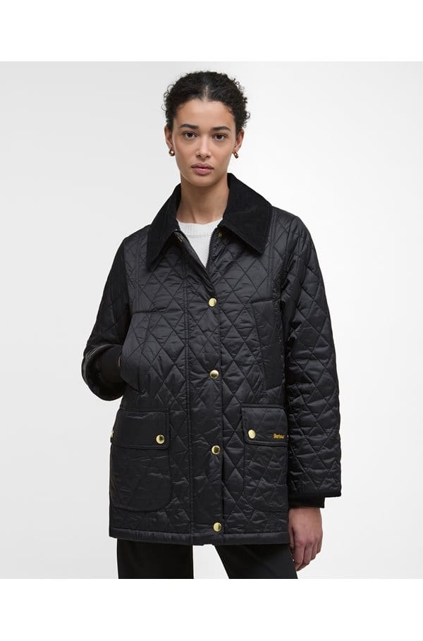 beadnell quilted jacket in black