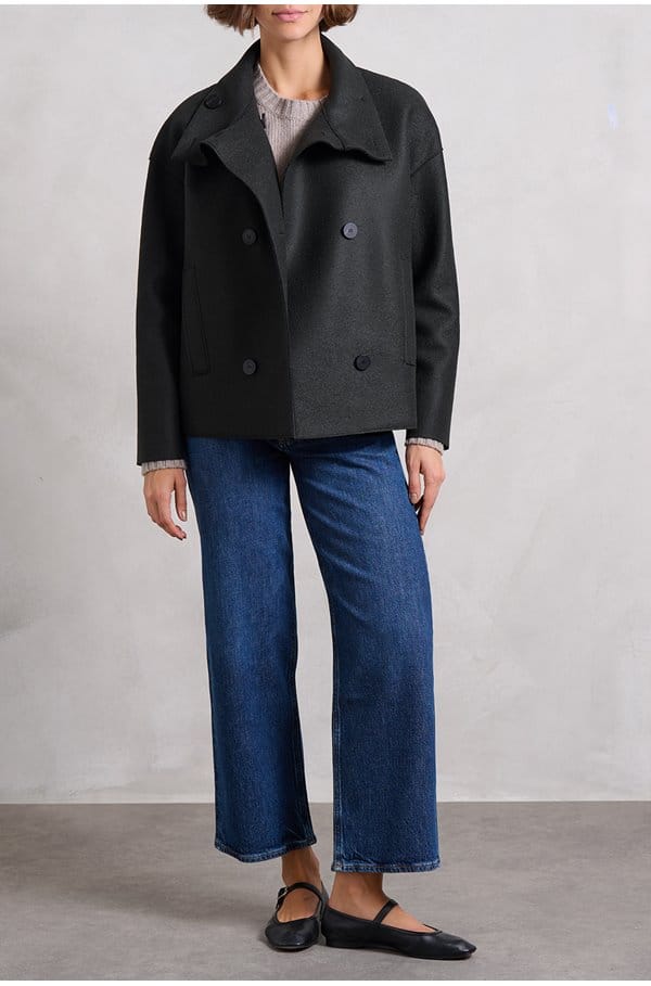 cropped funnel jacket in dark khaki