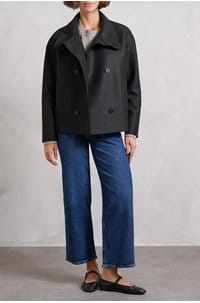 cropped funnel jacket in dark khaki