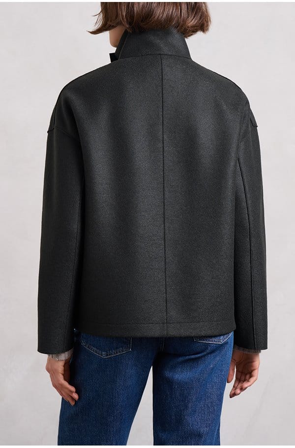 cropped funnel jacket in dark khaki