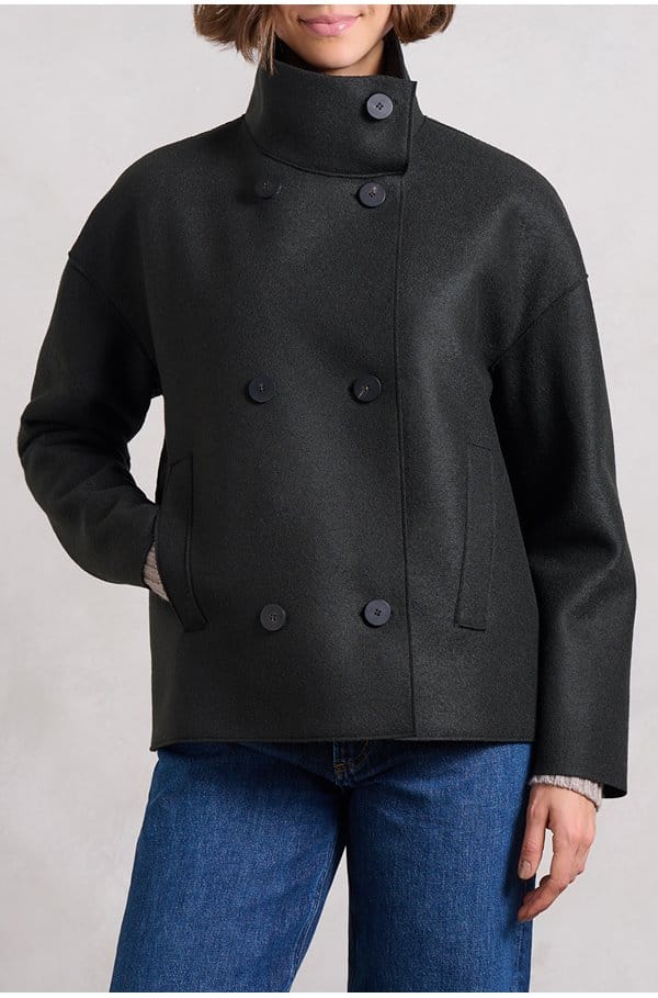 cropped funnel jacket in dark khaki