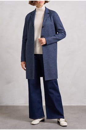 Donegal Boxy Coat in Dark Blue