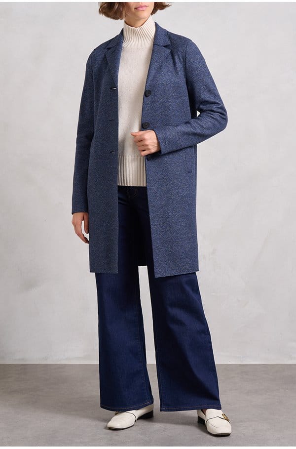 donegal boxy coat in dark blue