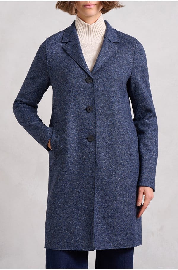 donegal boxy coat in dark blue