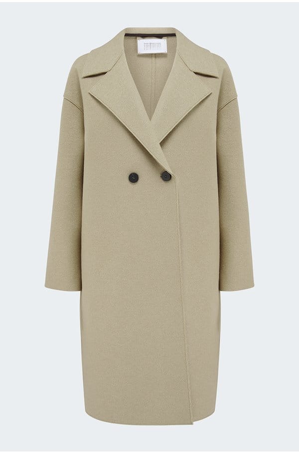 drop shoulder double breasted coat in tan
