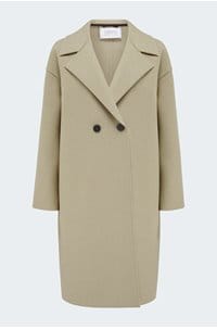 drop shoulder double breasted coat in tan