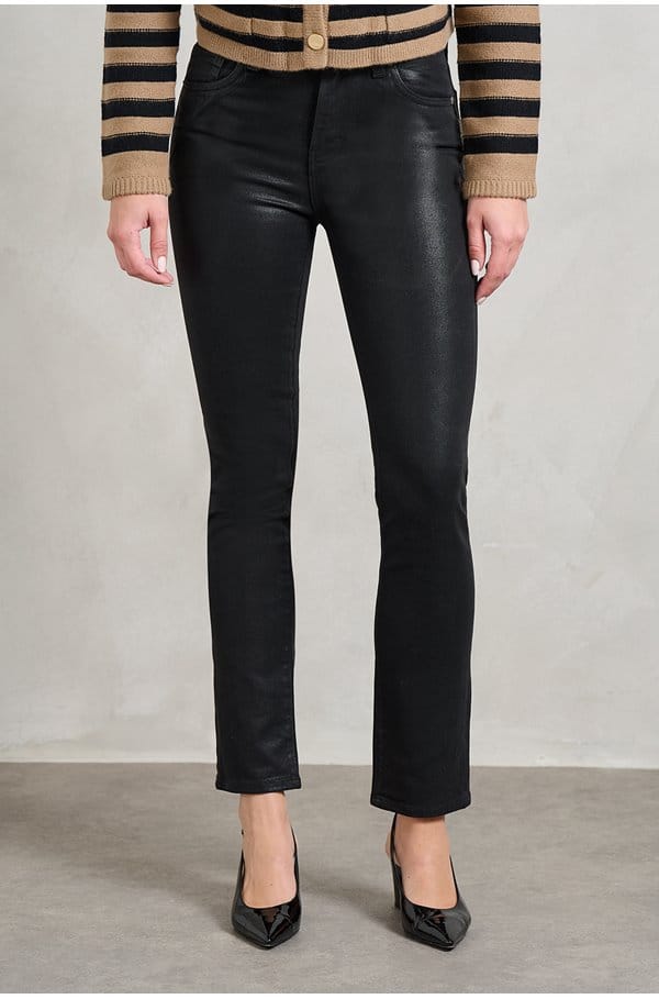 mari straight jean in super black coated