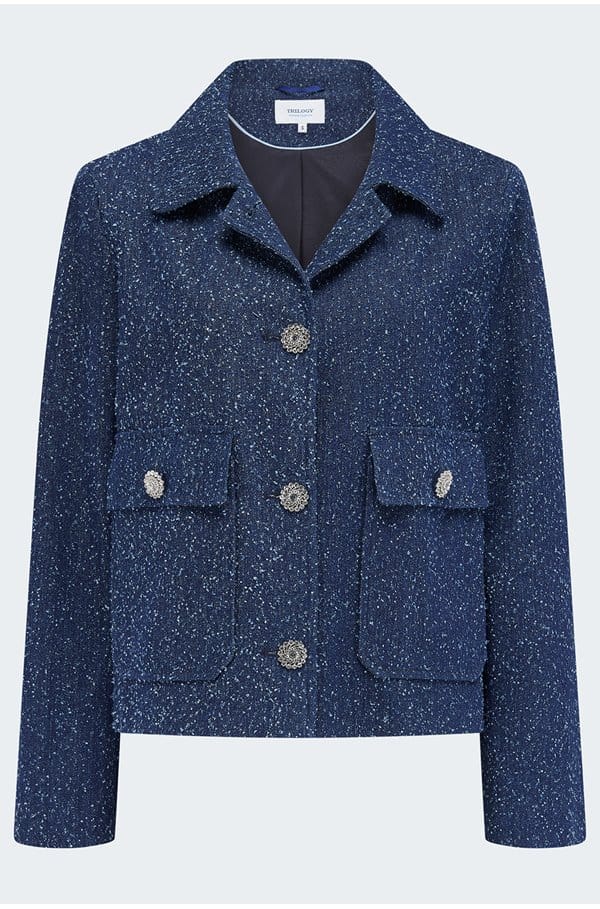 back pleat jacket in blue