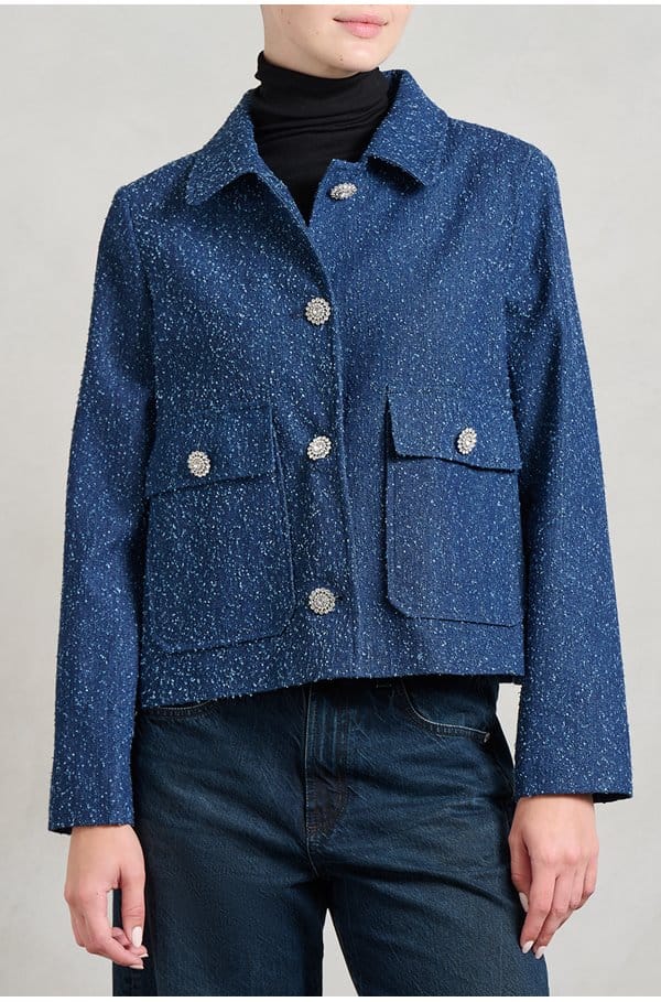back pleat jacket in blue