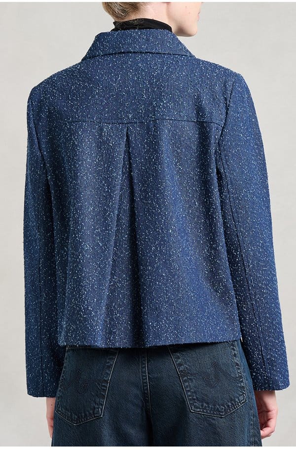 back pleat jacket in blue