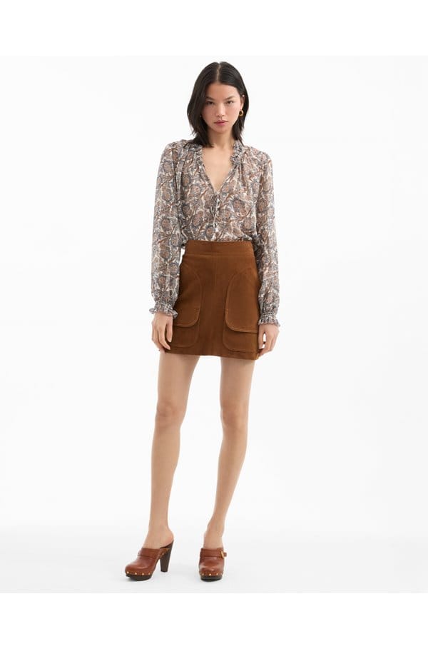 hickory blouse in dove multi