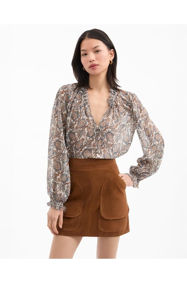 hickory blouse in dove multi