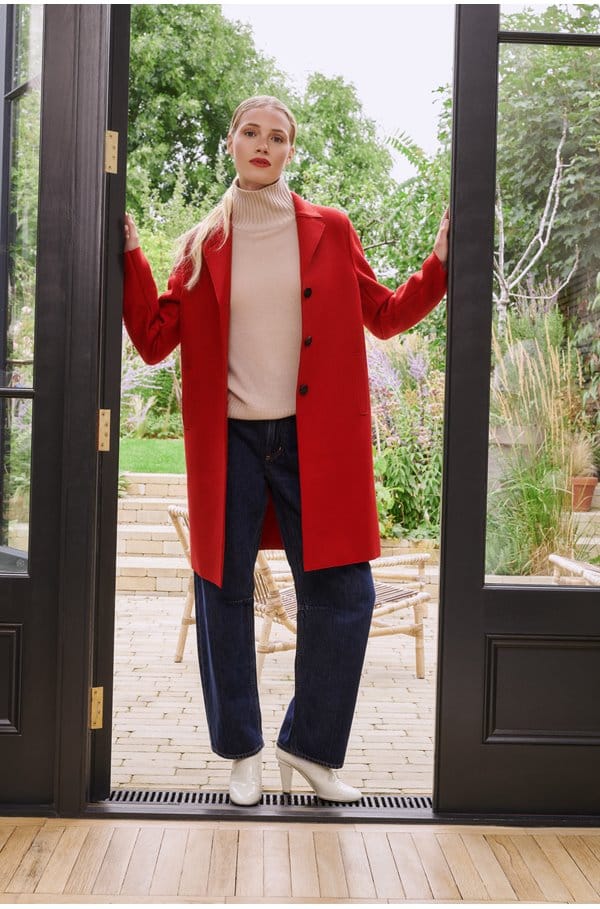 boxy coat in royal red