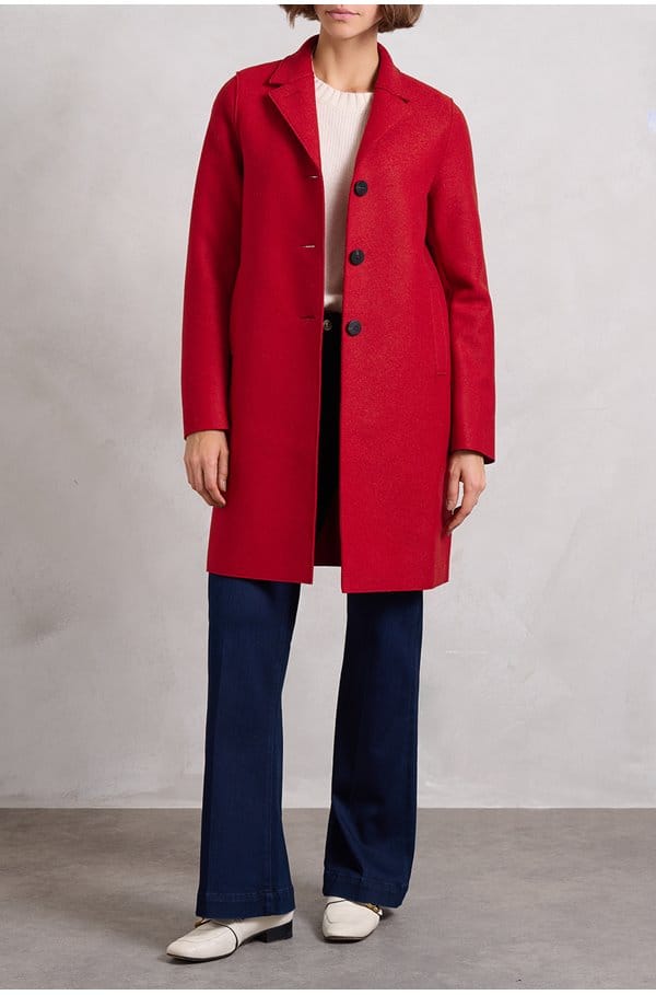 boxy coat in royal red