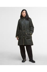marcy wax parka coat in fern tartan