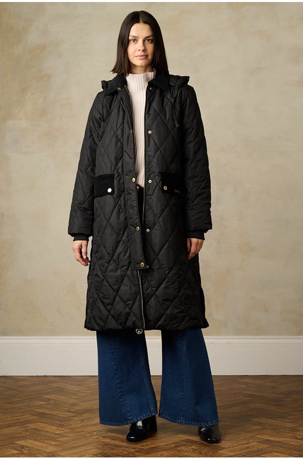 meredith quilted jacket in black classic tartan