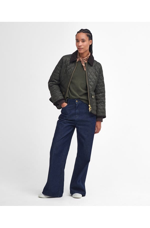 fitted beadnell quilted jacket in sage ancient 