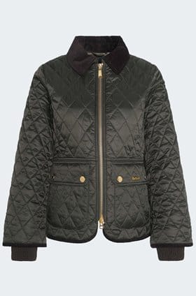 Fitted Beadnell Quilted Jacket In Sage Ancient 