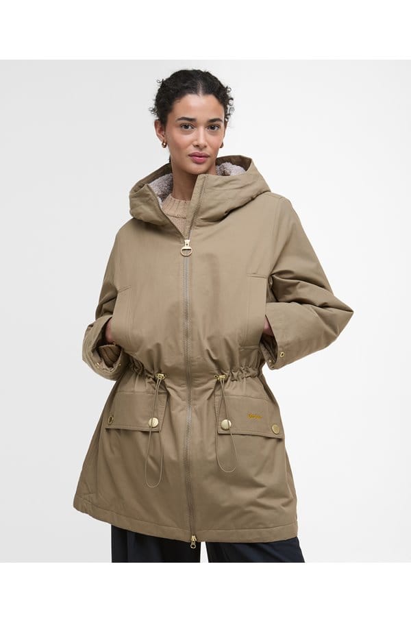 inola showerproof jacket in military brown ancient 